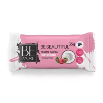 Be More Be Beautiful kookose-vaarika toorbatoon - 16tk